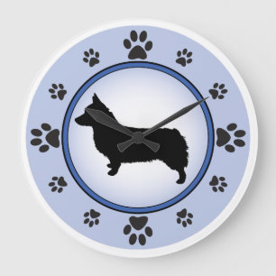 Grande Horloge Ronde Silhouette de corgi de Gallois de Pembroke