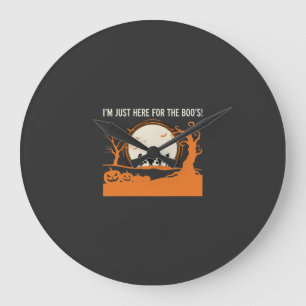 Grande Horloge Ronde Silhouette de fantôme de Halloween Boo