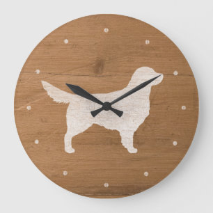 Grande Horloge Ronde Silhouette de golden retriever