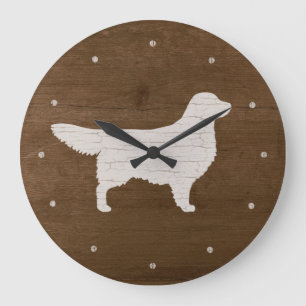 Grande Horloge Ronde Silhouette de Golden Retriever
