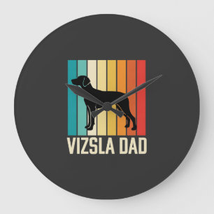 Grande Horloge Ronde Silhouette de papa chien Vizsla rétro