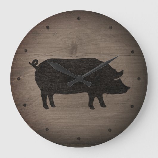 Grande Horloge Ronde Silhouette de porc rustique (Recto)