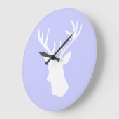 Grande Horloge Ronde Silhouette de tête de cerf blanc - violet (Angle)