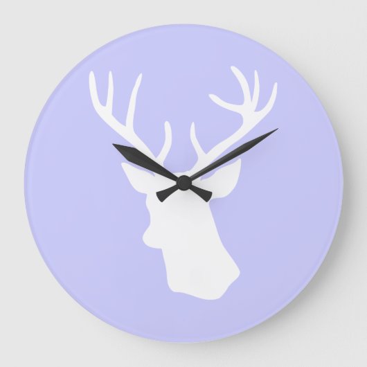Grande Horloge Ronde Silhouette de tête de cerf blanc - violet (Recto)