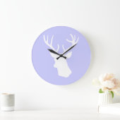 Grande Horloge Ronde Silhouette de tête de cerf blanc - violet (Maison)