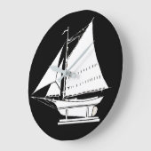 Grande Horloge Ronde silhouette de voilier (Angle)