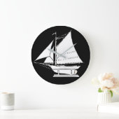 Grande Horloge Ronde silhouette de voilier (Maison)