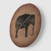 Grande Horloge Ronde Silhouette d'éléphant asiatique style rustique (Angle)