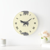 Grande Horloge Ronde Silhouette d'éléphant gris (Maison)