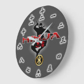 Grande Horloge Ronde Silhouette du guerrier de Ninja (Angle)