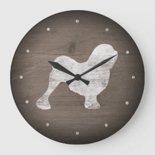 Grande Horloge Ronde Silhouette Lowchen Style Rustique