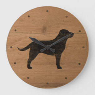 Grande Horloge Ronde Silhouette noire de labrador retriever