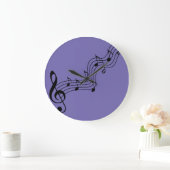 Grande Horloge Ronde silhouette-note-musicale-clef-basse (Maison)