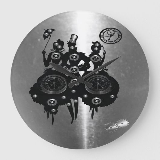 Grande Horloge Ronde Silhouette Steampunk Process (Recto)