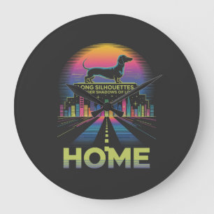 Grande Horloge Ronde Silhouettes de teckel longs, ombres plus longues d