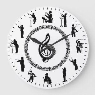 Grande Horloge Ronde Silhouettes musicales uniques à thème