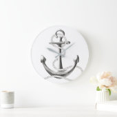 Grande Horloge Ronde Silver anchor nautical wall clock (Maison)