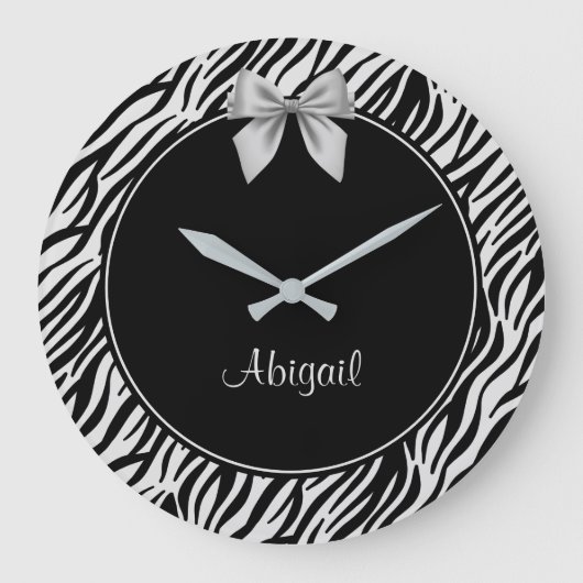 Grande Horloge Ronde Silver and Black Zebra Print (Recto)
