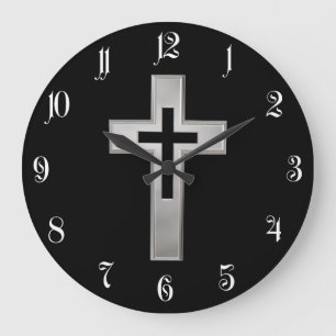 Grande Horloge Ronde Silver Christian cross