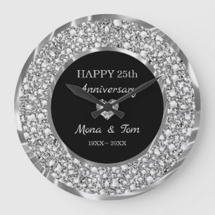 Grande Horloge Ronde Silver Diamonds