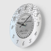 Grande Horloge Ronde Silver Diamonds 25e anniversaire de mariage (Angle)