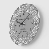 Grande Horloge Ronde Silver Diamonds Heart 2 (Angle)