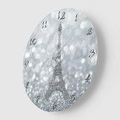 Grande Horloge Ronde Silver Glitter (Angle)