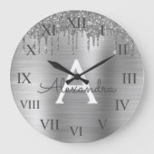 Grande Horloge Ronde Silver Glitter Brushed metal Monogram (Recto)