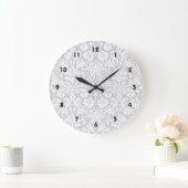 Grande Horloge Ronde Silver gray damask (Maison)
