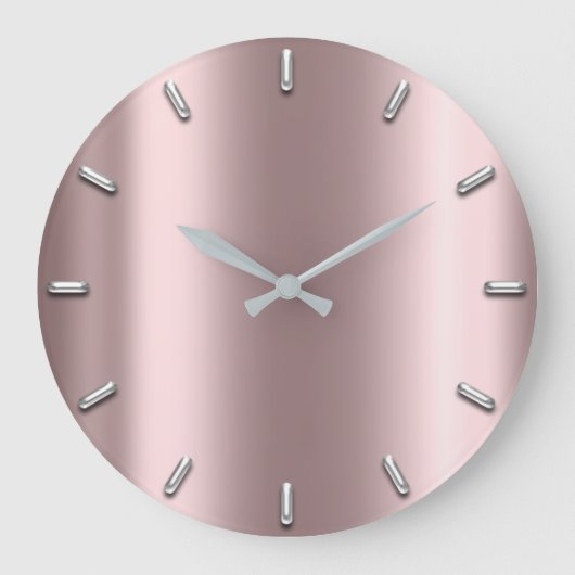 Grande Horloge Ronde Silver Gray Minimalism Metallic Blush Rose Gold (Recto)
