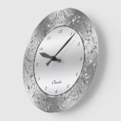 Grande Horloge Ronde Silver-gray swirly floral frame (Angle)