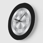 Grande Horloge Ronde Silver Gris Et Noir (Angle)