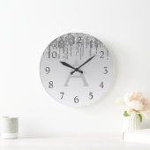 Grande Horloge Ronde Silver Sparkle Glitter Monogram Name & Initial (Maison)