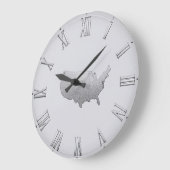 Grande Horloge Ronde Silver USA Map with Roman Numerals (Angle)
