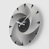 Grande Horloge Ronde Silver Vortex Industrial Wall Clock (Angle)
