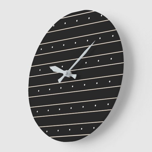 Grande Horloge Ronde Simple Black Background With Grey Stripes And Tiny (Angle)