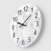 Grande Horloge Ronde Simple Classique Classique Blanc Faux Marbre (Angle)