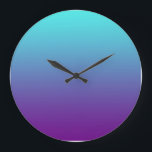 Grande Horloge Ronde Simple dégradé Arrière - plan Turquoise Bleu pourp<br><div class="desc">Un dégradé arrière - plan simple mêlant turquoise et violet profond.</div>