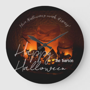 Grande Horloge Ronde Simple Éffrayant foncé Famille heureux Halloween