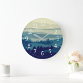 Grande Horloge Ronde Simple Elegant Mountain Landscape | Wall Clock (Maison)