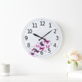 Grande Horloge Ronde Simple Elegant Purple Butterflies | Wall Clock (Maison)