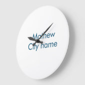 Grande Horloge Ronde simple lettre initiale monogramme ajouter votre no (Angle)