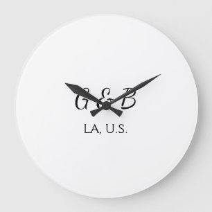 Grande Horloge Ronde SIMPLE MINIMAL ajoutez le nom de votre couple nom