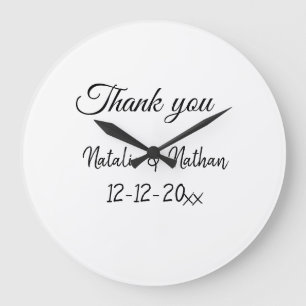 Grande Horloge Ronde Simple minimal thank you couple name text date cus