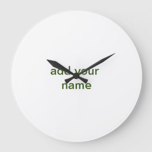 Grande Horloge Ronde Simple minimal vert ajoutez votre texte nom photo