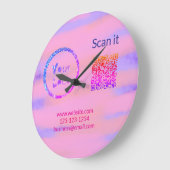Grande Horloge Ronde Simple minimum q r code ajouter logo code d'analys (Angle)