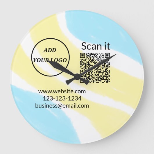 Grande Horloge Ronde Simple minimum q r code ajouter logo code d'analys (Recto)