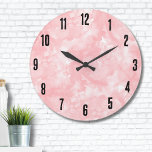 Grande Horloge Ronde Simple moderne élégant rose<br><div class="desc">Une douce aquarelle rose pâle sert de toile parfaite pour un look mignon et contemporain. Cette grande horloge présente une esthétique simple mais moderne, alliant élégance et design délicat d'aquarelle rose. Son style minimaliste et sa palette de couleurs apaisantes en font un complément idéal à la chambre de toute petite...</div>