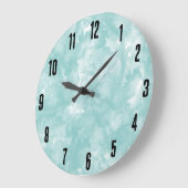 Grande Horloge Ronde Simple moderne Turquoise bleu (Angle)