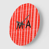 Grande Horloge Ronde Simple monogramme ajouter votre nom lettre man min (Angle)